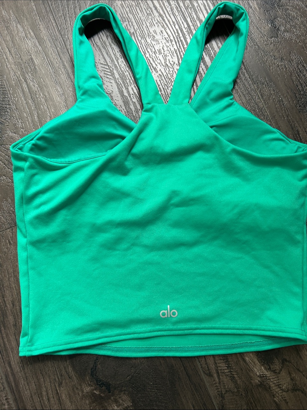 ALO Yoga Bright Green V-Neck Racerback Tank - Picture 3 of 3